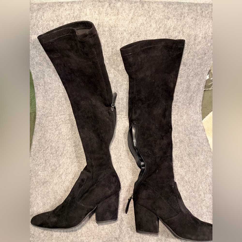 Elegant Black Suede Thigh High Women's Boots